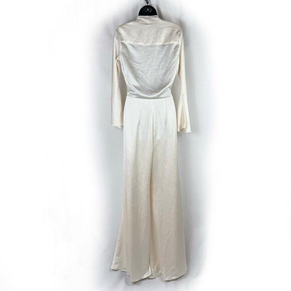 Alexis Raine Ivory Satin Wide Leg Jumpsuit XS Bridal Wedding Party Evening Wear - Picture 5 of 9